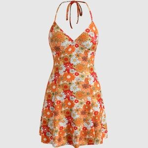 CIDER Halter Sunflower Mini Dress (Small)